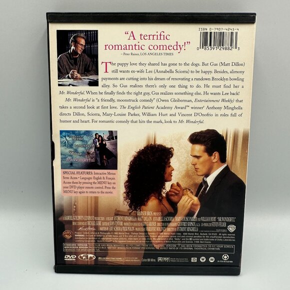 Mr Wonderful DVD 1993 Matt Dillon Annabella Sciorra Romantic Comedy Warner Bros - Picture 2 of 3